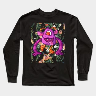 cute bacteria or beast smile  in flower Long Sleeve T-Shirt